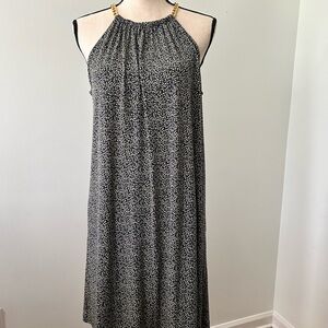 Michael Kors Navy and Yellow Midi Dress